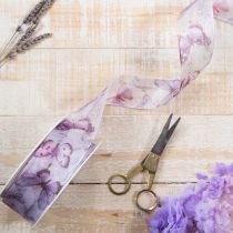 Prodotto Nastro in organza, nastro in chiffon, farfalle, viola, 40 mm, 18 m