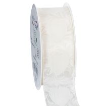 Prodotto Nastro in organza color crema, decorativo con cuoricini, largo 40 mm, lungo 15 m.
