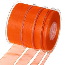 Prodotto Nastro in organza, nastro regalo arancione, cimosa 50 m