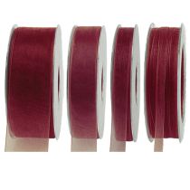 Prodotto Nastro regalo in organza con cimosa Bordeaux 50m