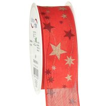 Prodotto Nastro natalizio rosso con stelle bordo filo 40mm 15m