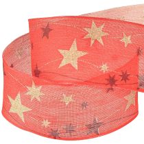 Prodotto Nastro natalizio rosso con stelle bordo filo 40mm 15m
