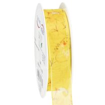 Prodotto Nastro in organza con pulcino nastro regalo giallo 25mm 20m