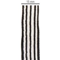 Prodotto Nastro in organza a righe, nastro regalo, nero, largo 15 mm, lungo 20 m.