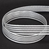 Prodotto Nastro in organza a righe, nastro regalo, bianco, 15 mm, 20 m