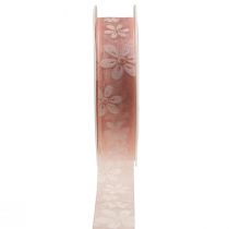Nastro in organza con fiori regalo nastro rosa 25 mm 18 m