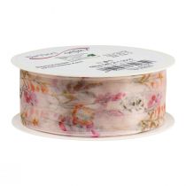 Prodotto Nastro di organza nastro di chiffon fiori arancio rosa 40mm 15m