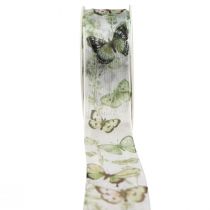 Prodotto Nastro di organza nastro di chiffon farfalle verde 40mm 18m