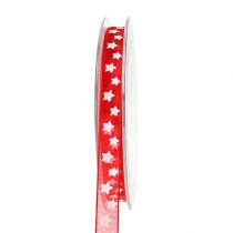 Prodotto Nastro in organza con motivo a stella rosso 10mm 20m