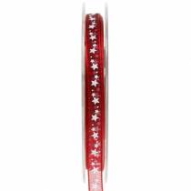 Prodotto Nastro di organza con stella rosso scuro 6mm 20m