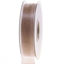 Prodotto Nastro in organza nastro regalo nastro beige cimosa taupe 25mm 50m