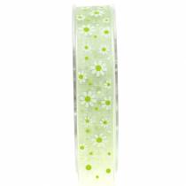 Prodotto Nastro in organza verde con fiori 20mm 20m