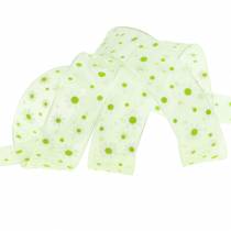 Prodotto Nastro in organza verde con fiori 20mm 20m