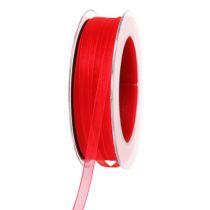 Nastro in organza con cimosa rossa 7mm 50m