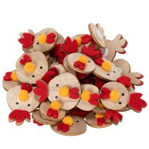 Prodotto Pollo in legno con punto adesivo, decorazione artigianale pasquale, decorazione creativa per la tavola, stile country, 5 cm, 36 pezzi