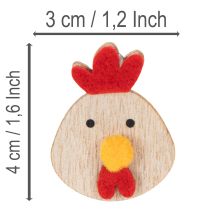 Prodotto Pollo in legno con punto adesivo, decorazione artigianale pasquale, decorazione creativa per la tavola, stile country, 5 cm, 36 pezzi