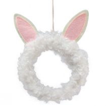 Decorazione pasquale anello decorativo orecchie di coniglio decorazione porta bianca Ø13 cm 4 pezzi