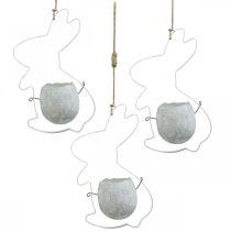 Prodotto Decorazione pasquale da appendere, decorazione coniglio con uovo, uovo pasquale da piantare Bianco H24,5cm 3pz
