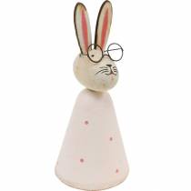 Decorazione pasquale, coniglietto con gli occhiali, decorazione primaverile, coniglietto in metallo, decorazione per la tavola