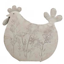Decorazione pasquale in metallo deco pollo Pasqua bianco 19,5x6,5x18 cm