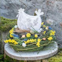 Decorazione pasquale in metallo deco pollo Pasqua bianco 19,5x6,5x18 cm