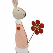 Decorazione pasquale in metallo, primavera, coniglietto pasquale con fiore, coniglio decorativo 44 cm