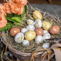 Uovo di Pasqua da appendere in plastica retrò assortiti 4/4,5/5 cm 12 pezzi