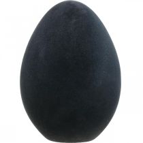 Uovo di Pasqua in plastica nero decorazione pasquale floccato 40cm
