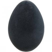 Uovo di Pasqua in plastica nero decorazione pasquale floccato 40cm