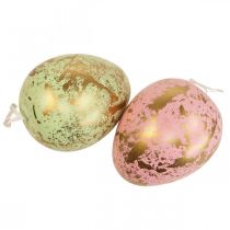 Uovo di Pasqua da appendere decorazione uova rosa, verde, oro 12cm 4pz