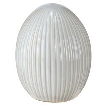 Prodotto Uova di Pasqua in ceramica Uovo decorativo con scanalature Bianco Grigio 10×12,5cm 2 pezzi