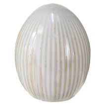 Prodotto Uova di Pasqua in ceramica Uovo decorativo con scanalature Bianco Grigio 5×6cm 6pz