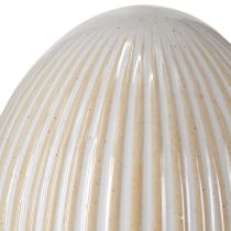 Prodotto Uova di Pasqua con scanalature in ceramica decorativa bianco grigio 7,5×9 cm 4 pezzi