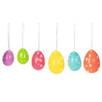 Prodotto Uova di Pasqua da appendere, colori assortiti, 6 cm, 12 pezzi