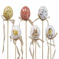 Uova di Pasqua tappo fiore in plastica decorazione pasquale H6cm 6pz