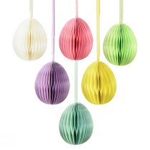 Prodotto Uova di Pasqua da appendere, decorazione a nido d&#39;ape, colorate, 8 cm, 6 pezzi
