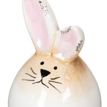 Prodotto Coniglietto di Pasqua in ceramica, uovo bianco, statuetta decorativa, coniglio Ø6cm H11.5cm