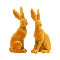 Prodotto Coniglietto pasquale Figura decorativa di coniglio Pasqua Curry giallo H12,5 cm 2 pz