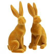 Prodotto Coniglietto pasquale Figura decorativa di coniglio Pasqua Curry giallo H12,5 cm 2 pz