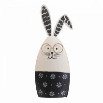 Coniglietto pasquale coniglietto bianco e nero con occhiali metallo 18,5x7x3cm 2pz
