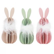 Prodotto Decorazione da tavolo coniglietto pasquale coniglietto in legno colorato 5,5×15 cm 3 pz
