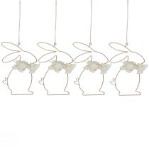 Prodotto Coniglietti pasquali da appendere fiori in metallo oro 10×14,5 cm 4pz