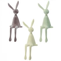 Prodotto Decorazione coniglietto pasquale coniglio seduto floccato – 2a scelta – verde marrone 36 cm 3 pezzi