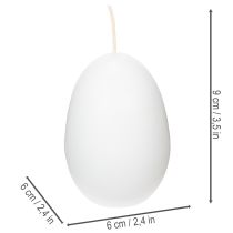 Prodotto Candele pasquali a forma di uovo, candele speciali per Pasqua, bianche, 9 cm, 6 pezzi