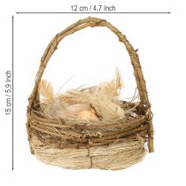 Prodotto Cestino di Pasqua con uova di quaglia cestino di uova artificiali tralci Ø12cm 2 pz