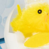 Prodotto Decorazione pasquale a forma di pulcino, pulcino in ciniglia nella vasca da bagno, giallo, 9 cm
