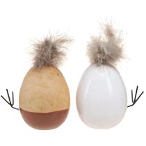 Prodotto Pulcino di Pasqua Piume di pulcino dell'uovo di Pasqua Bianco Naturale H9 cm 4 pz