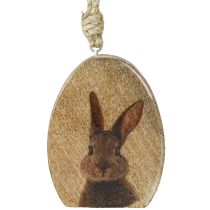 Prodotto Ciondolo pasquale coniglietto in legno di uovo juta naturale 8x10,5cm 4pz