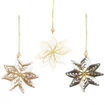 Prodotto Stelle di carta Decorazioni per albero di Natale bianco marrone verde 10 cm 6 pz