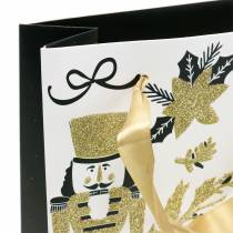Sacchetto regalo Sacco di carta &quot;Merry Christmas&quot; Glitter oro H30cm 2 pezzi